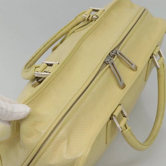 LOEWE Anagram Hand Bag Leather Light Yellow Silver Auth - Picture 7 of 16